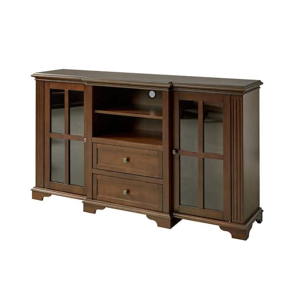 JAYDEN CREATION Cedric TV Stand for TVs up to 65 in. with 2-Drawers-Walnut