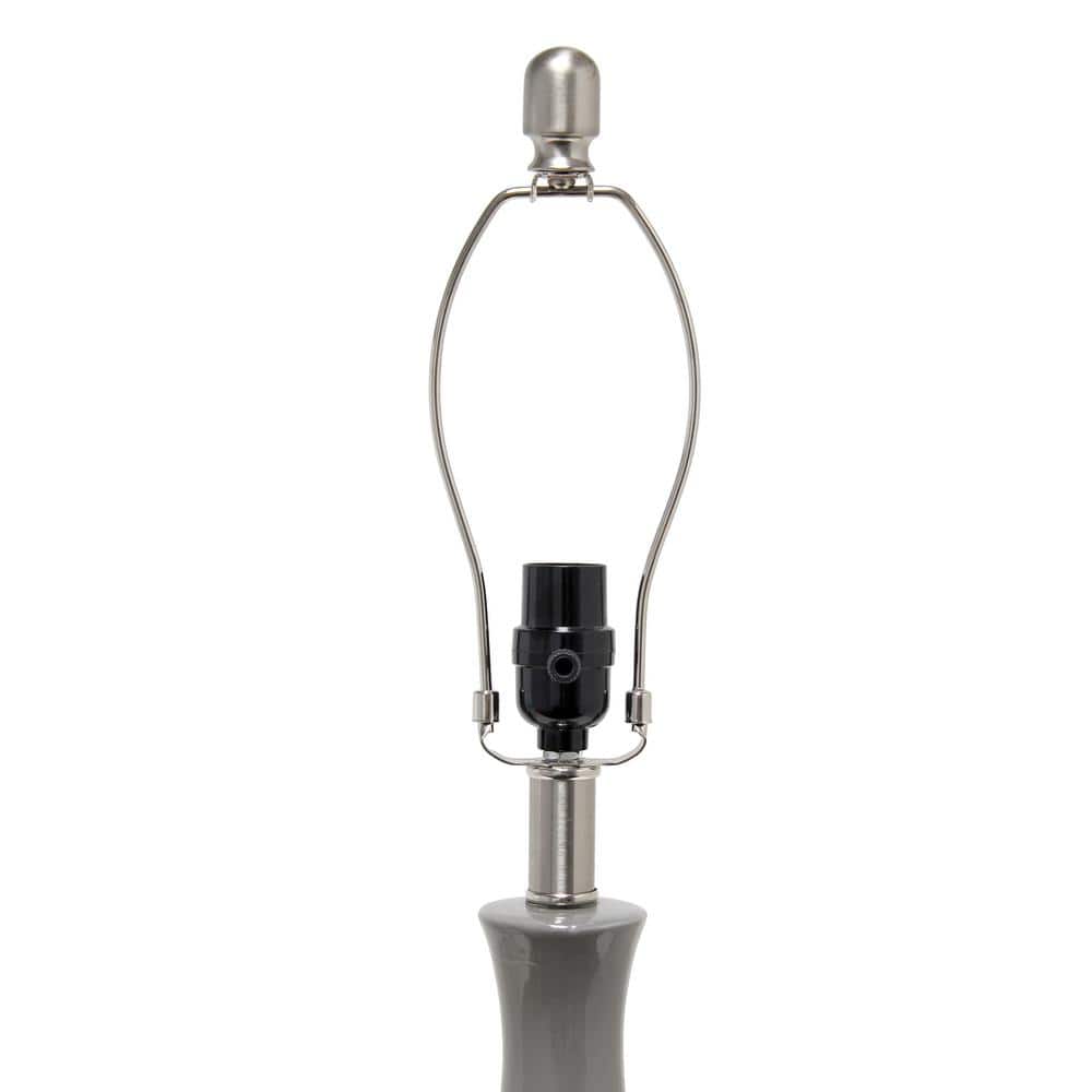Gray Ceramic Teardrop Table Lamp with White Cotton Shade