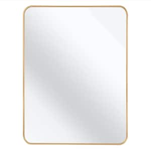 30 in. W x 40 in. H Rectangular Aluminium Framed Wall Bathroom Vanity Mirror in Gold