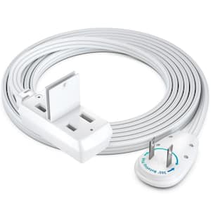 6 ft. 16/3 Light Duty Indoor Extension Cord 360° Rotating Flat Plug 2-Side 2-Prong Flat Wire with Cover, White