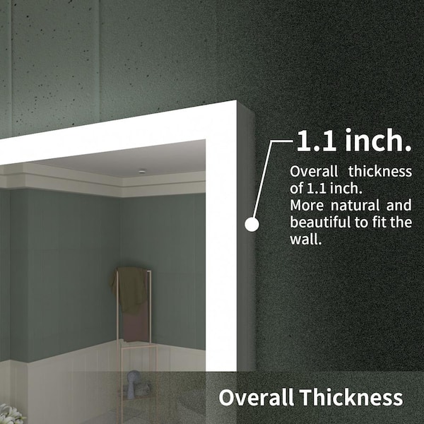 TaiMei 30 in. W x 36 in. H Frameless LED Single Bathroom