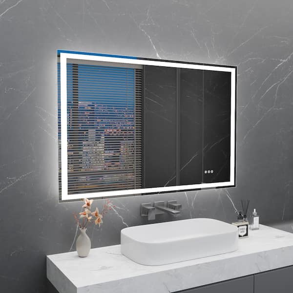 40 in. W x 32 in. H Rectangular Frameless Anti-Fog Dimmable Wall Bathroom Vanity Mirror with Backlit and Front Lit
