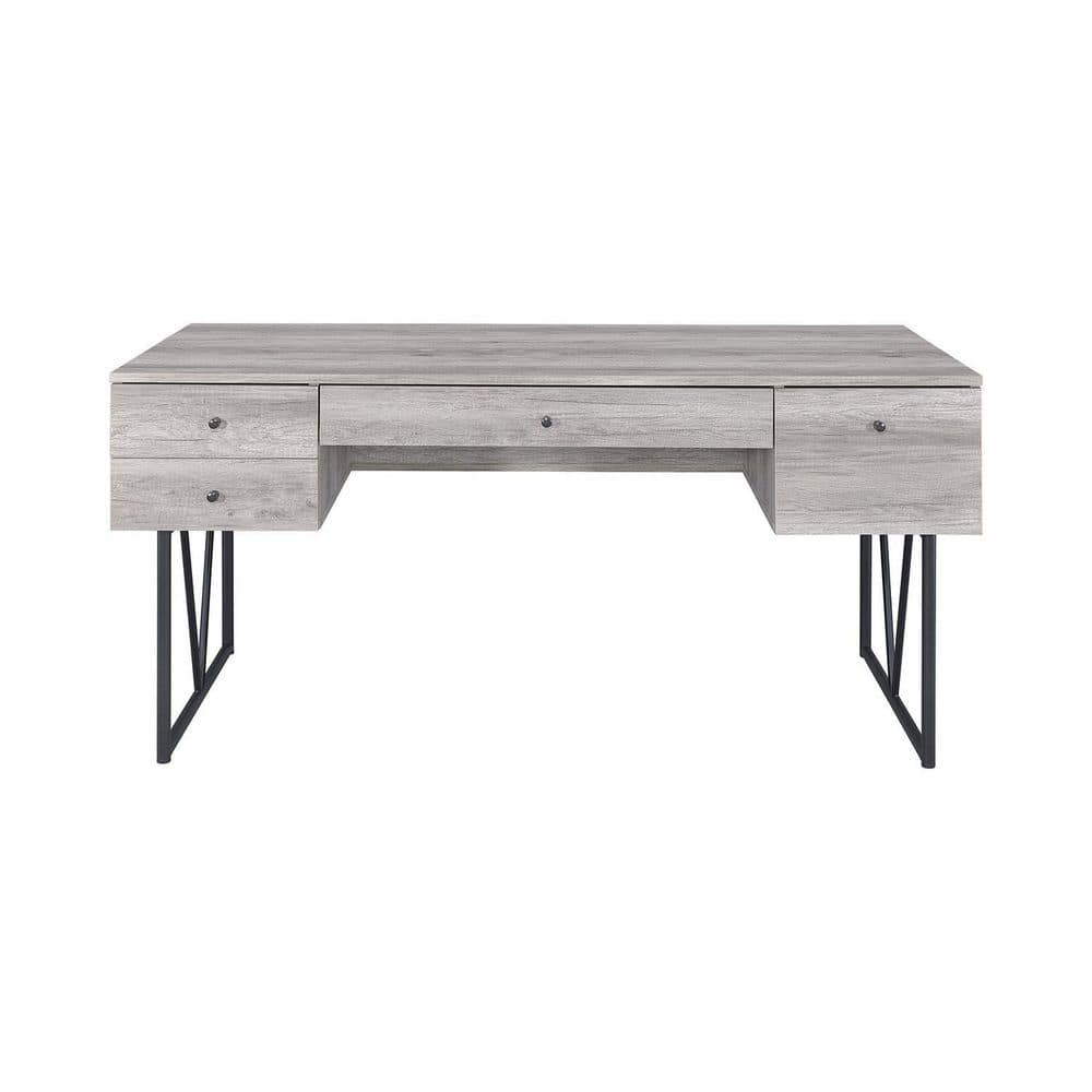 Analiese 63" Grey Driftwood Industrial Home Office Desk with 4 Drawers