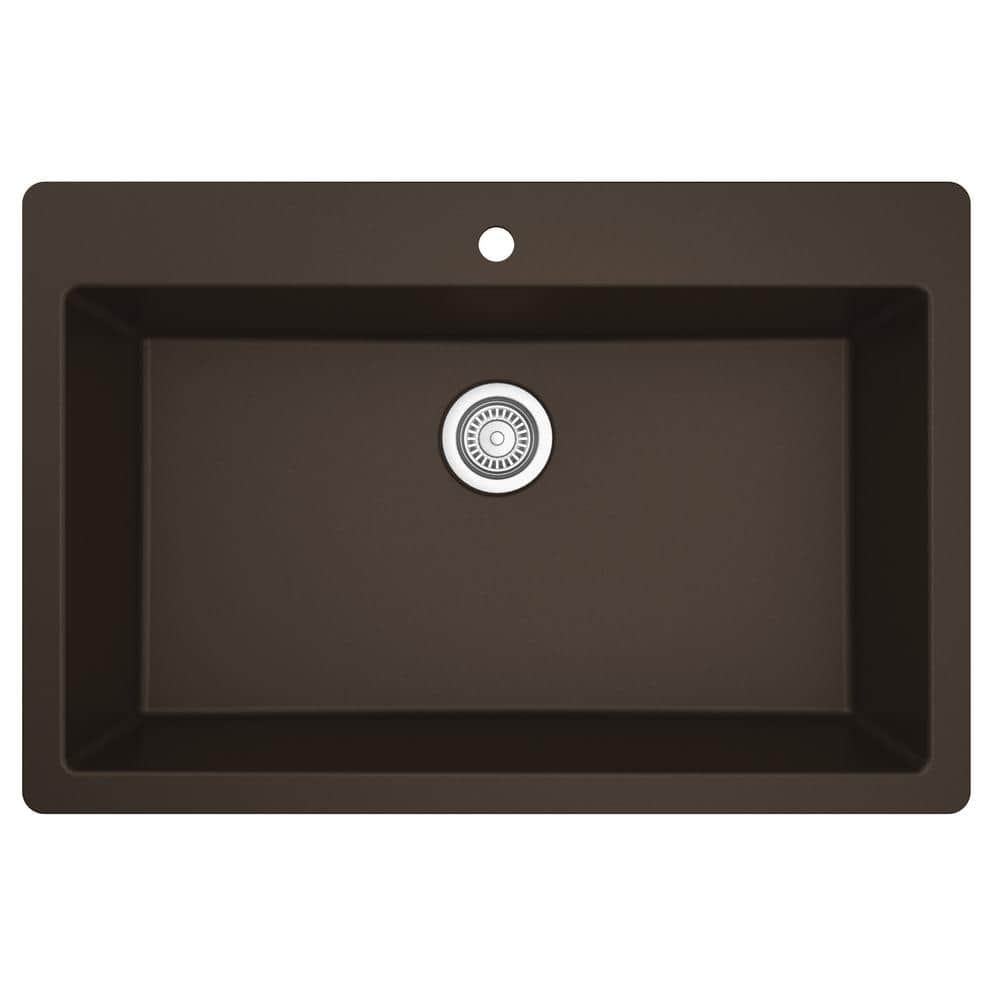 Brown Quartz 33'' Single Bowl Drop-in Kitchen Sink