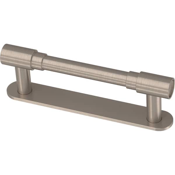 Liberty Round Layered Backplate 3 in. (76 mm) Modern Satin Nickel Cabinet Drawer Bar Pull