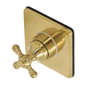 Single-Handle 1-Hole Wall Mount Three-Way Diverter Valve with Trim Kit in Brushed Brass