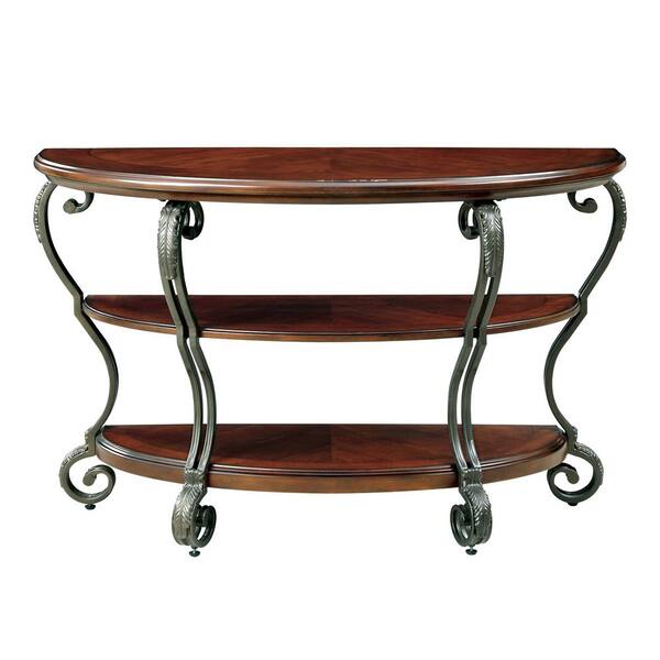 Furniture of America Nestillia 48 in. Brown Half-Circle Wood