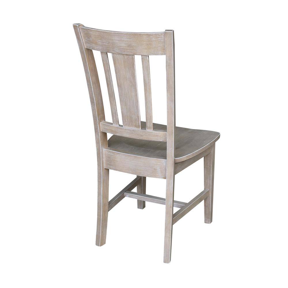 Set of 2 Washed Gray High Back Wood Dining Chairs
