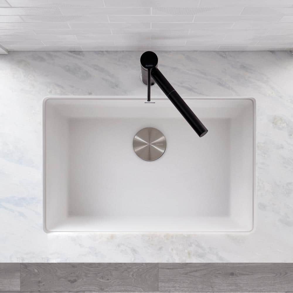 White Stone Single Bowl Undermount Kitchen Sink