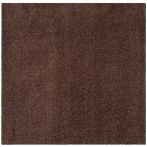 Laguna Shag Brown 7 ft. x 7 ft. Square Solid Area Rug