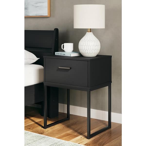 Socalle Black 1 Drawer 19.61 in. W Nightstands