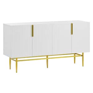 White Wood 60 in. W Sideboard with Gold Metal Handle