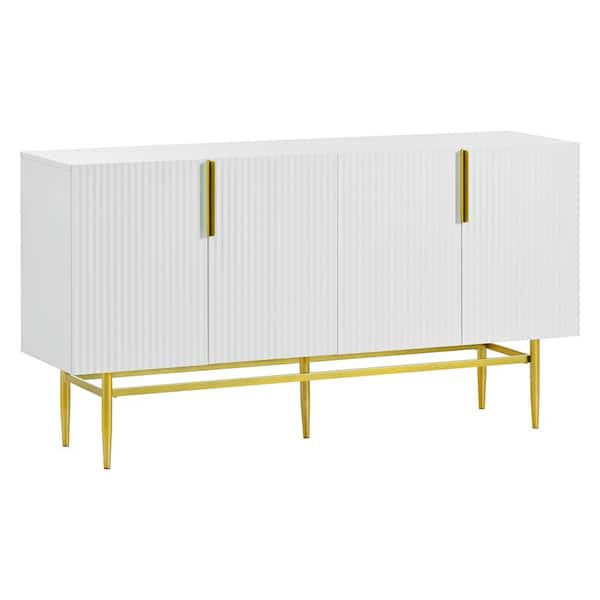 Nestfair White Wood 60 in. W Sideboard with Gold Metal Handle SC0082K ...