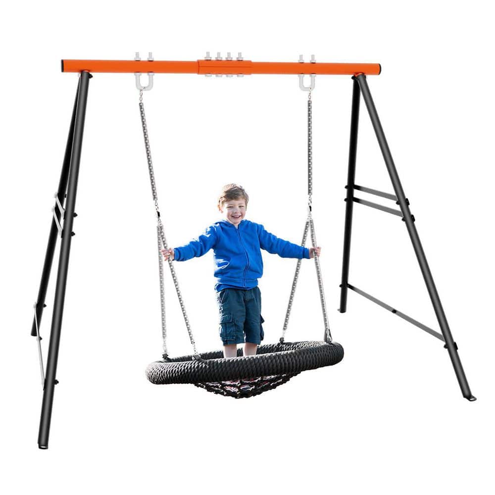 Metal Swing Stand Swing Sets for Backyard with Extra Side Bars, 880 lbs. Heavy-Duty A-Frame Outdoor Swing price history on PriceWatchPro