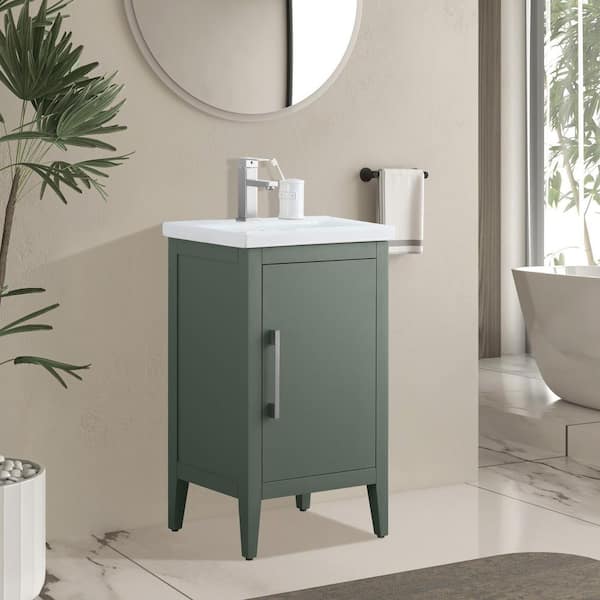 20 in. W x 15.8 in D x 34 in. H Single Sink Bathroom Vanity Cabinet in Vintage Green with Ceramic Top