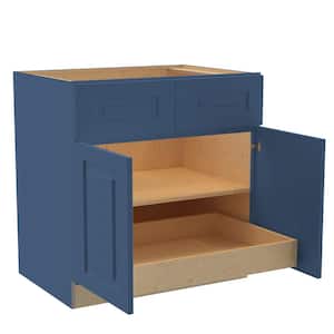 Grayson Mythic Blue Painted Plywood Shaker Assembled Base Kitchen Cabinet Soft Close 33 in W x 24 in D x 34.5 in H