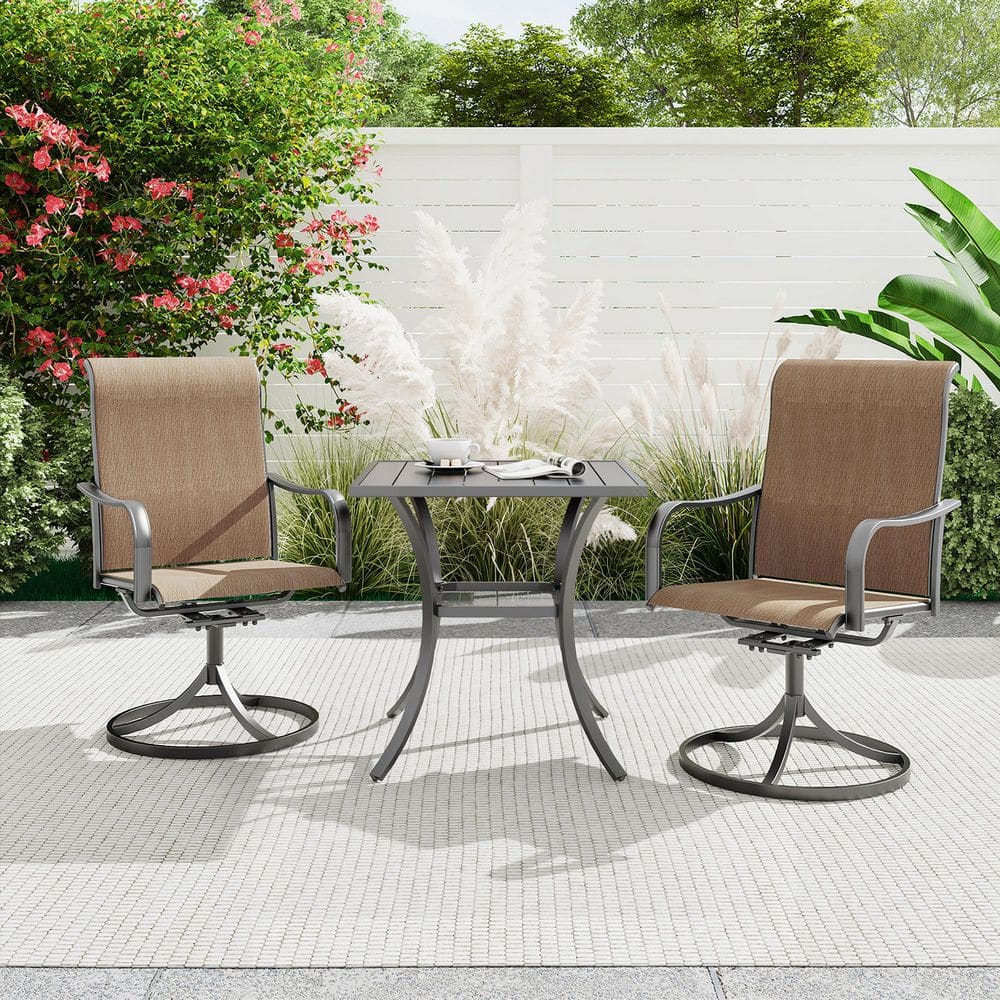 3-Piece Metal Patio Dining Set with Square Table price history on PriceWatchPro