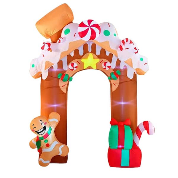 10F ft. H x 2 ft. W Gingerbread Arch Inflatable for Christmas Outdoor Decor