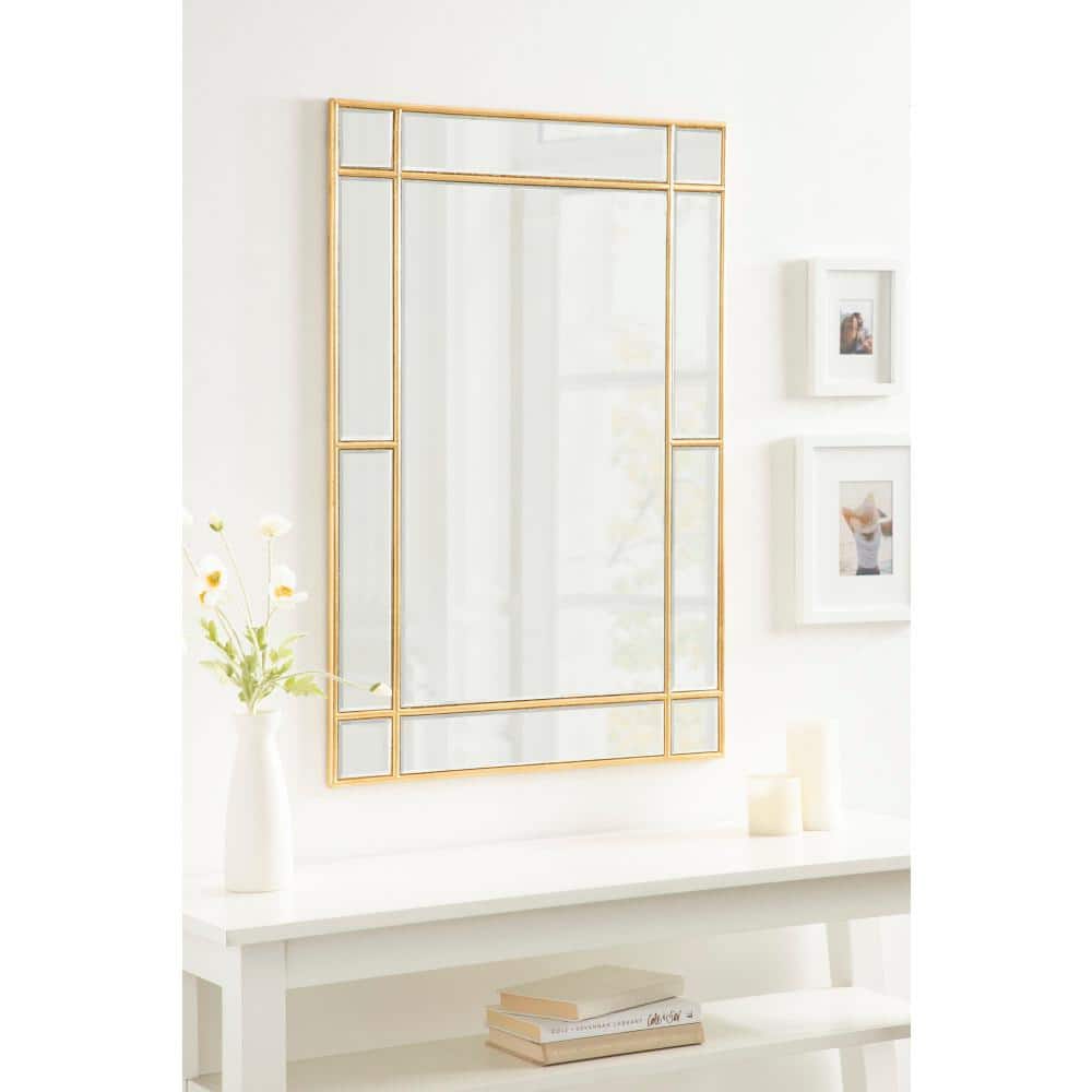 Gold Leaf Rectangular Wood Framed Vanity Mirror, 24 x 36