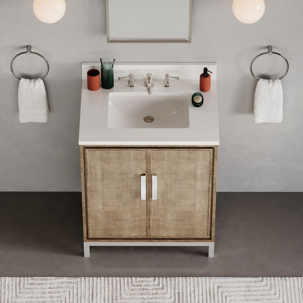 Westin 30" Lustrous Walnut Freestanding Bathroom Vanity with Quartz Top