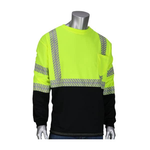 X-Large ANSI Type R Class 3 Hi-Vis Yellow Long Sleeve T-Shirt with 50+ UPF Sun Protection and Built-in Insect Repellent