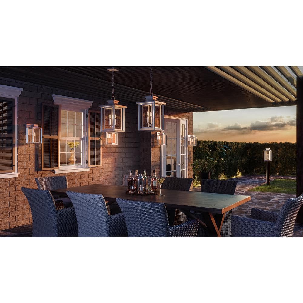 White Coastal Armour Outdoor Wall Lantern with Clear Seedy Glass