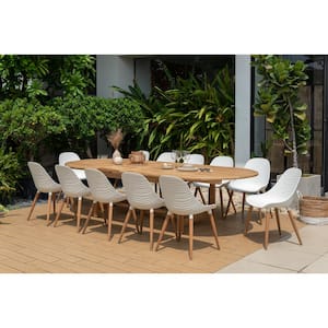 Andux 13-Piece 100% FSC Teak Wood Outdoor Dining Set