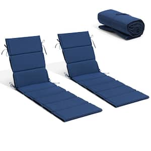 19 in. x 72 in. 1-Piece CushionGuard Deep Seating Outdoor Chaise Lounge Cushion in Navy Blue