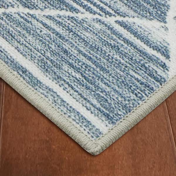 Seta Printed Chenille Blue 6 ft. x 9 ft. Polyester Runner Rug