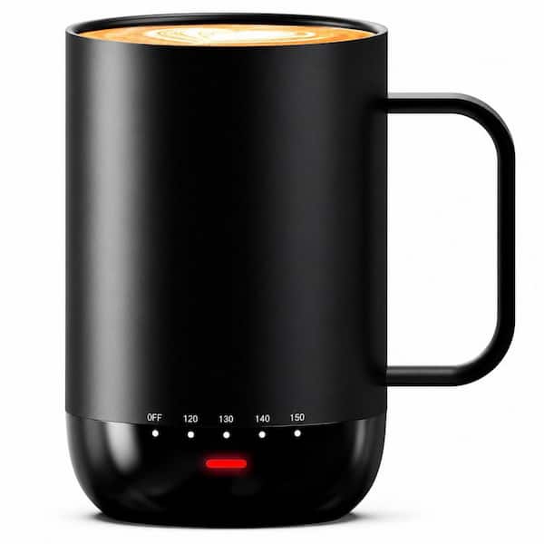 16oz Black Stainless Steel Smart Self Heating Coffee Mug AI Auto-Sensing Temperature Control Drinkware 1 Piece