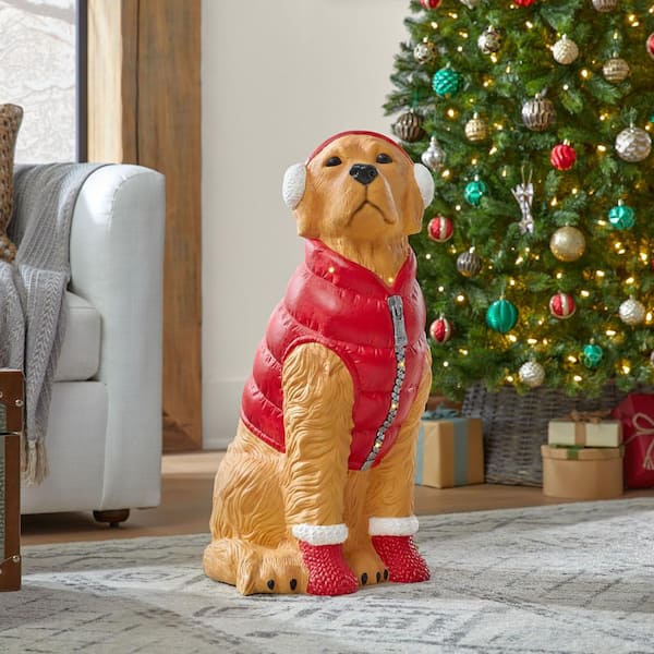 Home Accents Holiday 2.5 ft. Christmas Golden Retriever with LED ...