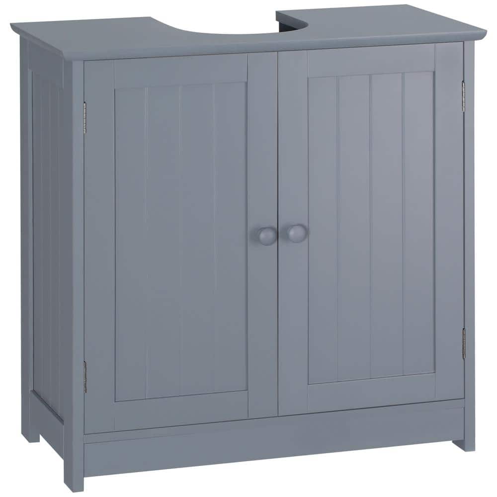 Gray MDF Pedestal Under Sink Bathroom Cabinet with Shelf