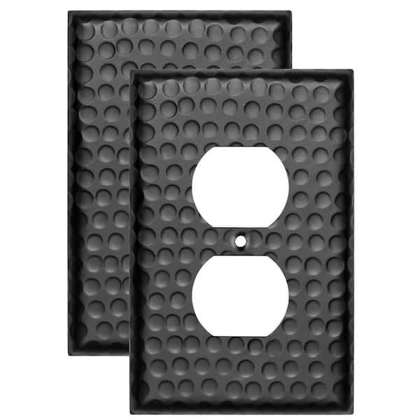 Hammered 1-Gang Black Duplex/Outlet Metal Wall Plate (2-Pack)