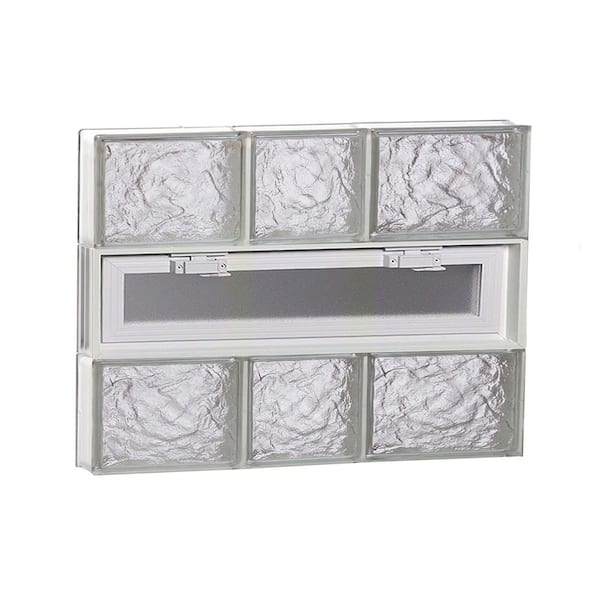 Clearly Secure 21.25 in. x 17.25 in. x 3.125 in. Frameless Ice Pattern Vented Glass Block Window