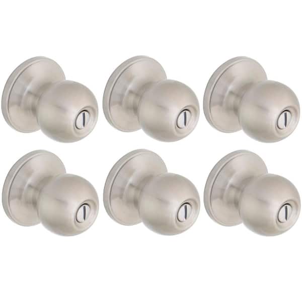 Ball Satin Nickel Bed/Bath Door Knob (6-Pack)