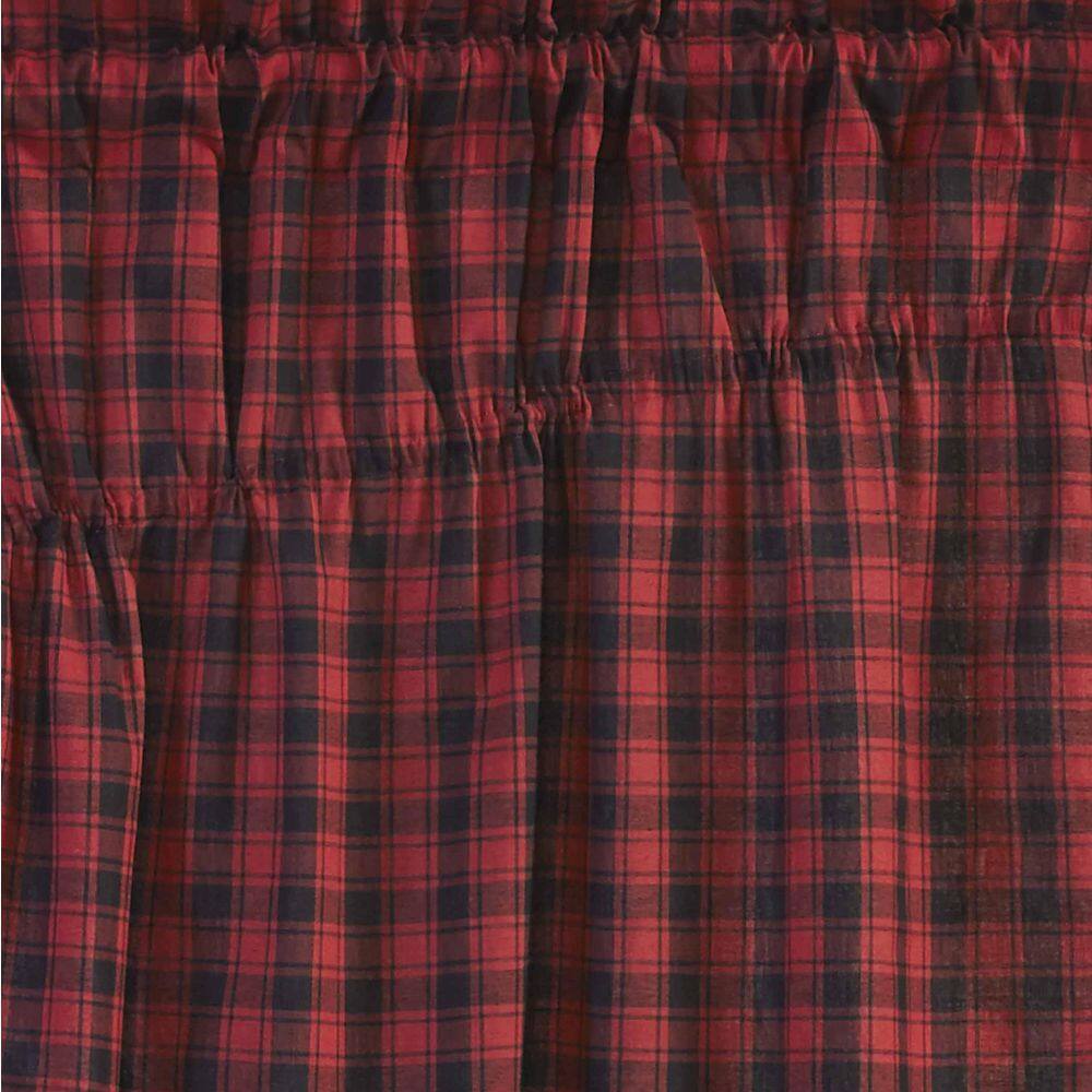Chili Pepper Red Plaid Cotton Rod Pocket Window Panels, 63" Length
