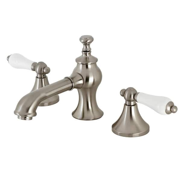 Kingston Brass Vintage 8 In Widespread 2 Handle Bathroom Faucets With Brass Pop Up In Brushed