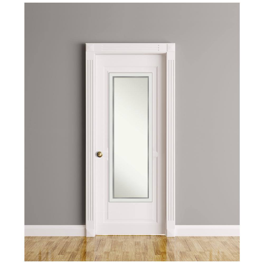 Eva White and Silver Full Length Rectangular Wood Mirror
