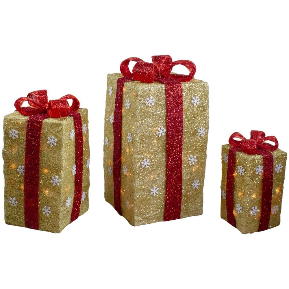 3 Pcs Xmas Nesting Box for Gift Wrapping Party Decor, Christmas Decorative Stacking Boxes, Red