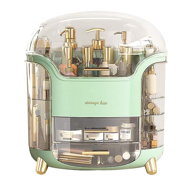 Adrinfly Elegant Makeup and Cosmetics Organizer - Waterproof, Dustproof with Drawers for Bedroom & Bathroom Countertops in Green