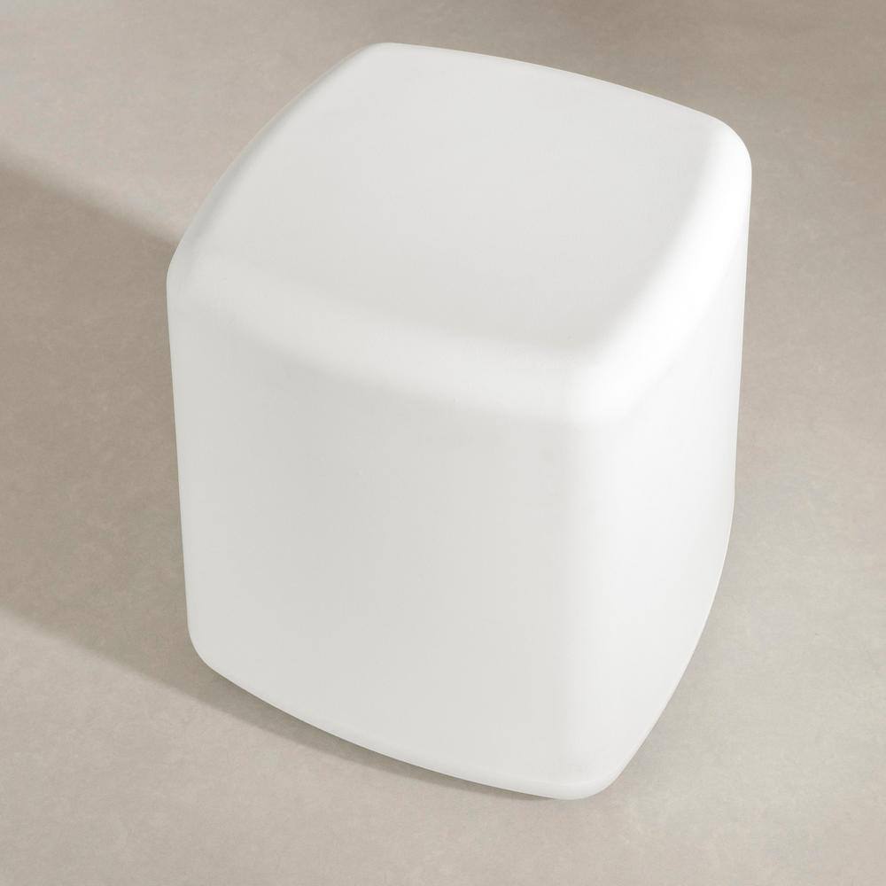 White Polyethylene Resin Cubic Scandinavian Nightstand