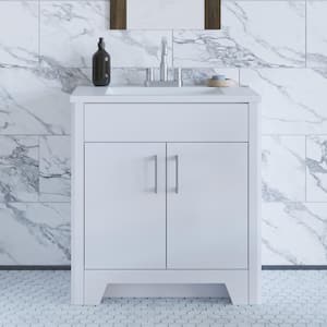 Branine 30 in. W x 19 in. D x 33 in. H Single Sink Freestanding Bath Vanity in White with White Cultured Marble Top