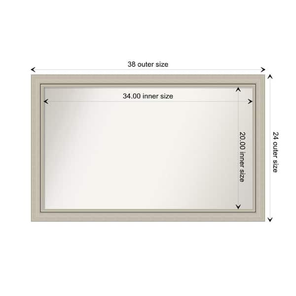 Amanti Art Romano Silver Narrow 37.75 in. x 23.75 in. Custom Non-Beveled Wood Framed Bathroom Vanity Wall Mirror