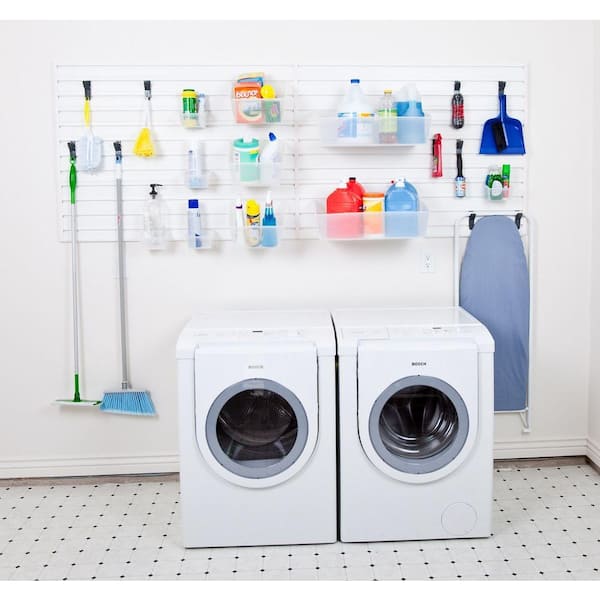 Flow Wall Modular Laundry Room Storage Set with Accessories in White  (2-Piece) FCS-4812-2W - The Home Depot