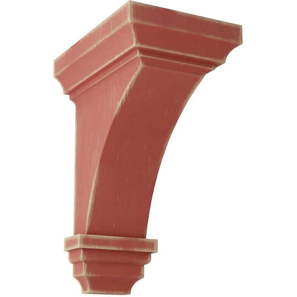 Ekena Millwork 4 in. x 8 in. x 4-3/4 in. Salvage Red Small Jefferson Wood Vintage Decor Corbel