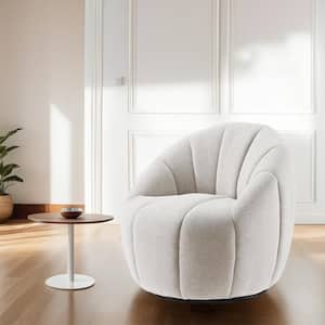 Glaucus Swivel Ivory Fabric Barrel Chair