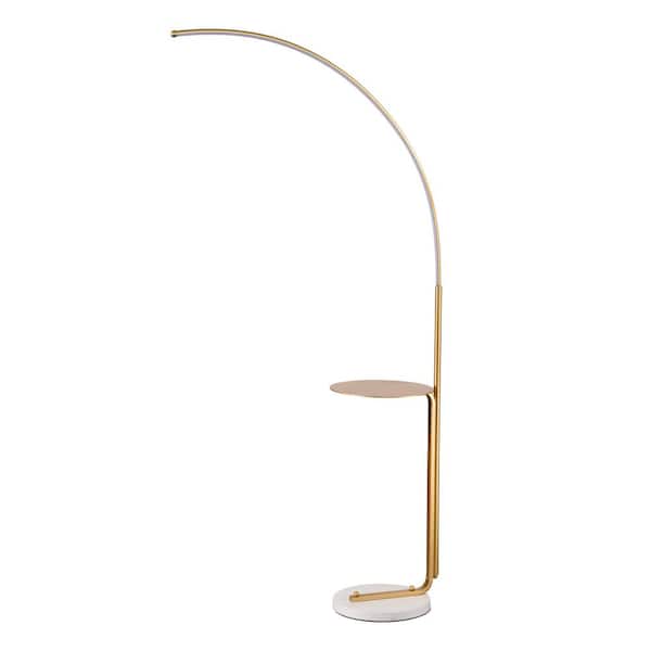 Staykiwi 67 in. Gold 12W LED Dimmable Industrial Arc Standing Floor Lamp with Marble Base for Living Room, Bedroom, Office