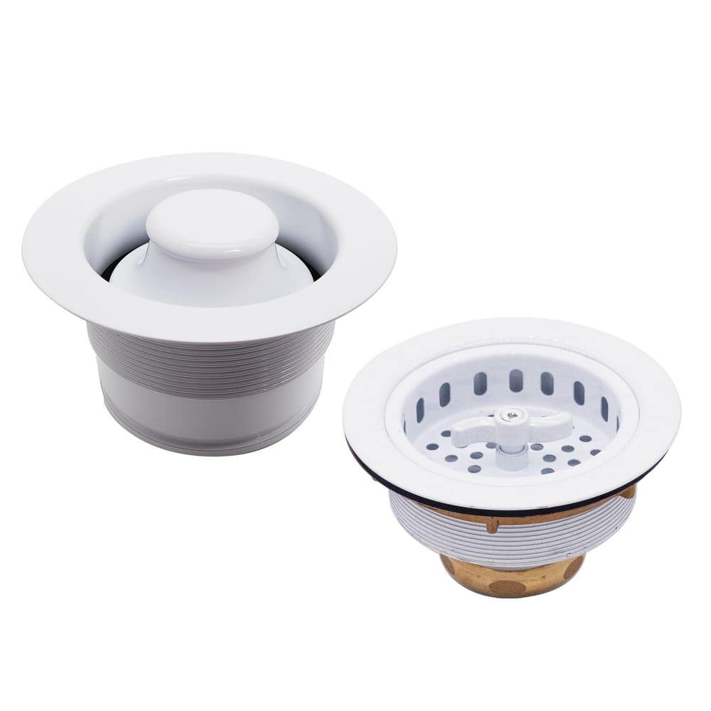 Westbrass 3-1/2 in. Twist Style Kitchen Strainer with EZ Mount Disposal Flange in White