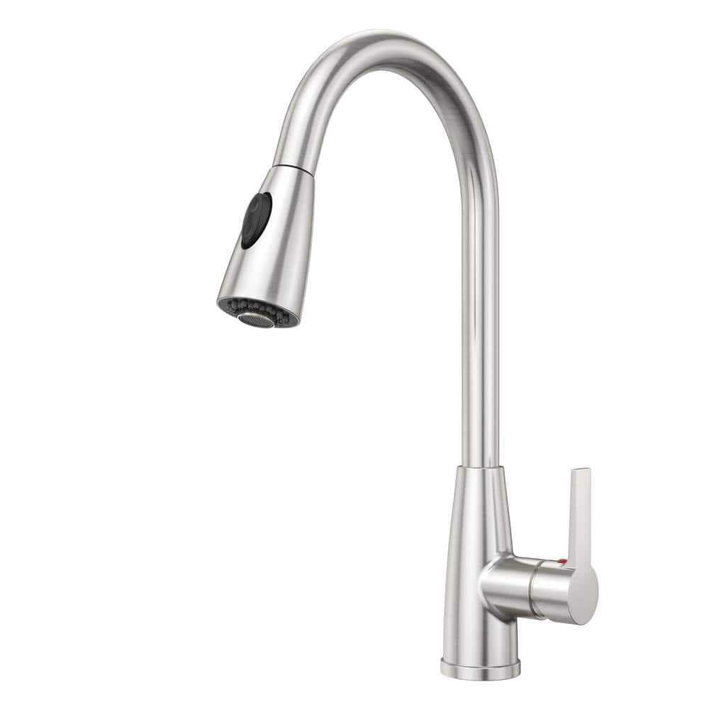 Homlux Single Handle Pull Down Sprayer Kitchen Faucet With Dual Function In Brushed Nickel 2084