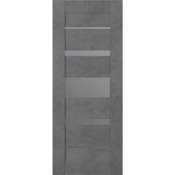 Belldinni 36 in. x 80 in. Vona 07-03 No Bore Solid Core 5-Lite Frosted Glass Dark Urban Finished Wood Composite Interior Door Slab